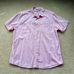 Izod Saltwater Men’s Pink Stripe Short Sleeve Button Up Shirt - Size XXL - EUC